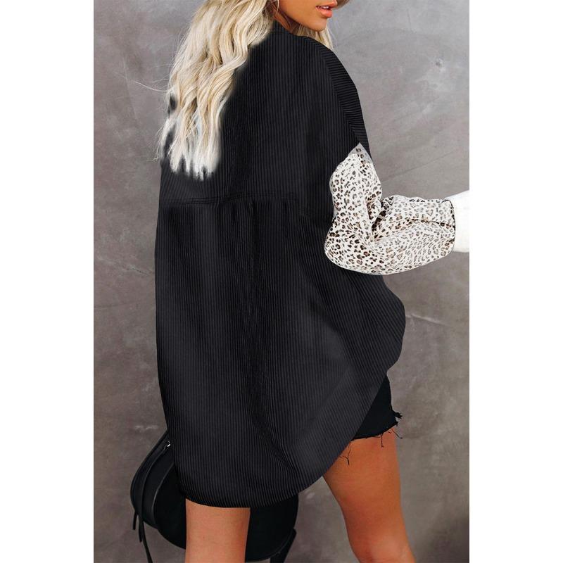 Nouvelle Chemise Imprimé Léopard Automne Hiver pour Femmes Veste Décontractée à Revers