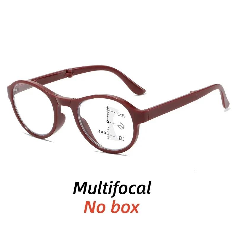 Portable Folding Anti-Blue Light Multifocal Reading Glasses with Case Men Women Near Far Progressive Presbyopic Eyewear Diopter