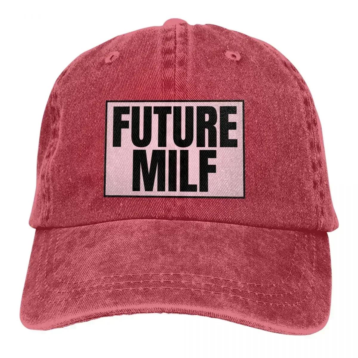 

Многоцветная шляпа Future Milf, женская кепка с козырьком, розовая, черная, персонализированные защитные шапки с козырьком One Size
