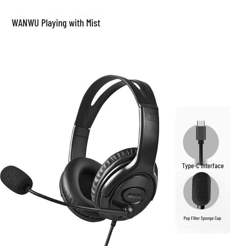 USB Noise-Cancelling Over-Ear Headset with Microphone for Telemarketing & Customer Service