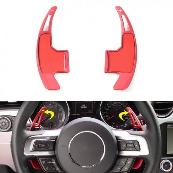 2x Red Steering Wheel Shift Paddle Shifter Trim Cover For Ford Mustang 2015-