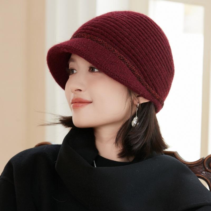 Women's Autumn and Winter Wool Hat French Beret Warm Ear Protection Windproof Piled Thickened Knitted Hat