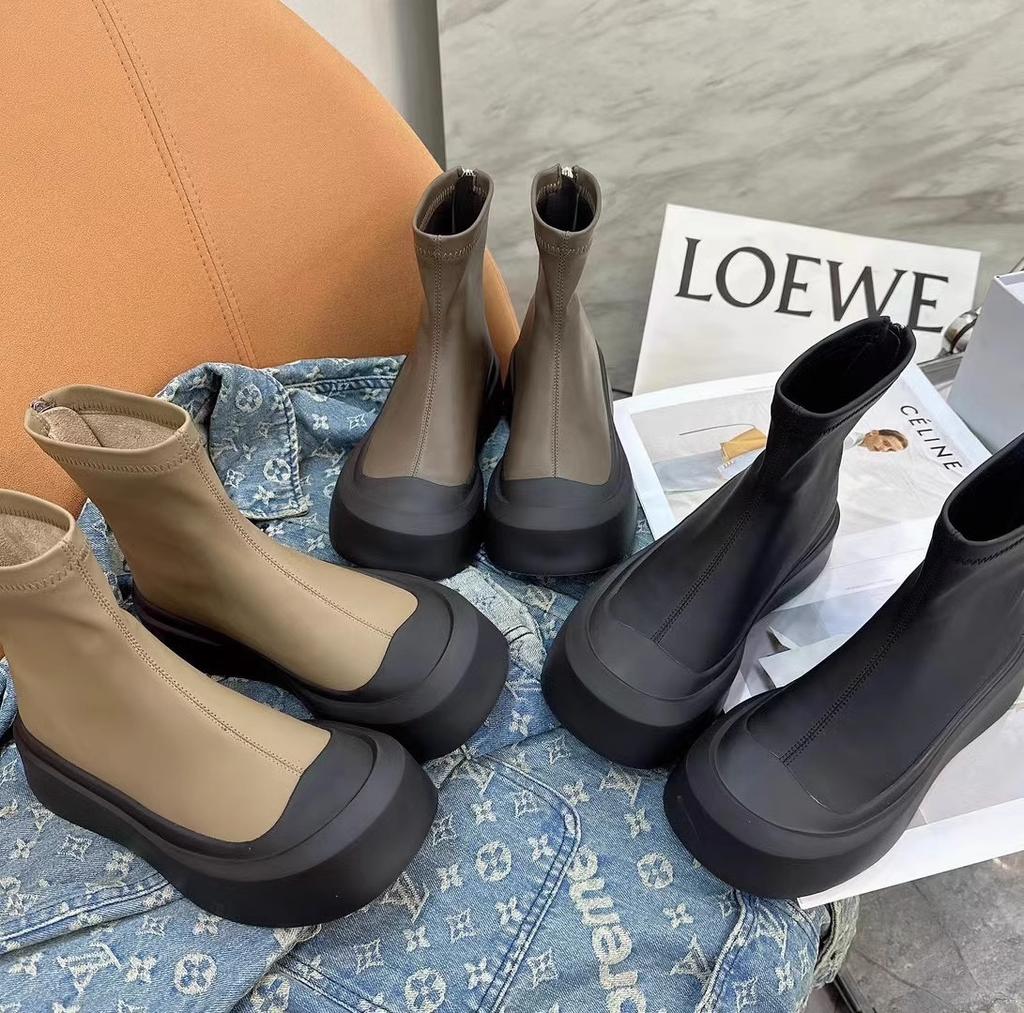 2025 New Platform Shoes Women Boots Round Toe Zipper Spring Autumn Ankle Female Botines De Mujer Chelsea Boots