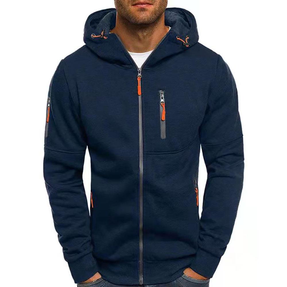 Plus Size Men's Zip Arm Hoodie: Autumn/Winter Sports Casual Sweatshirt Jacket