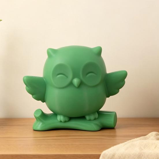 3D Printed Owl Figurine Cute Owl on Tree Branch Statue Mini Forest Animal Ornament for Home Office Table Desk Mantle TV Stand Bookshelf Decor