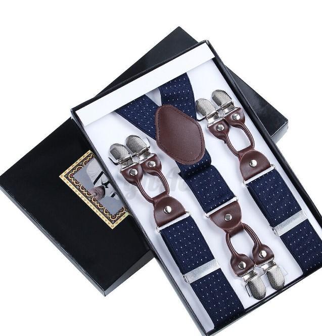 Men'S Six-Clip Suspender Belt Jacquard Strap 3.5 Six-Clip Printed Webbing Six-Clip Wide Strap Clip