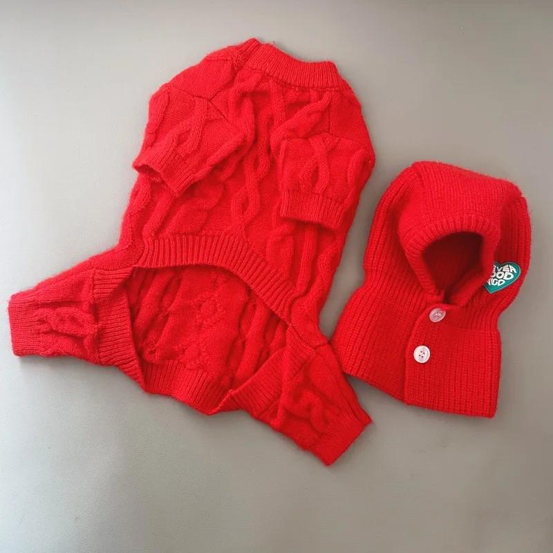 Hunde Winterkleidung Gestrickte Haustierkleidung und Mütze Für Kleine Mittelgroße Hunde Chihuahua Welpe Haustierpullover Yorkshire Reinrassiger Hundepullover