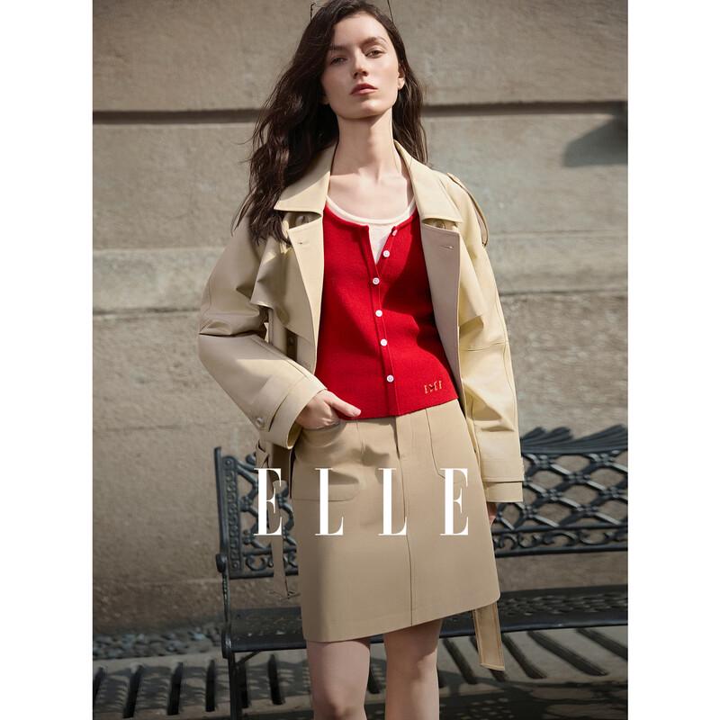 Женский укороченный тренч с лацканами от ELLE M
