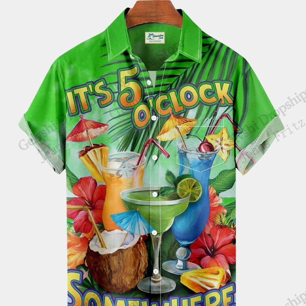 Camicia Tropic Pappagallo Tramonto Uomo Donna Moda Aloha Spiaggia Vacanza Camicia Hawaiana Manica Corta Camicetta Festiva Uomo camisa