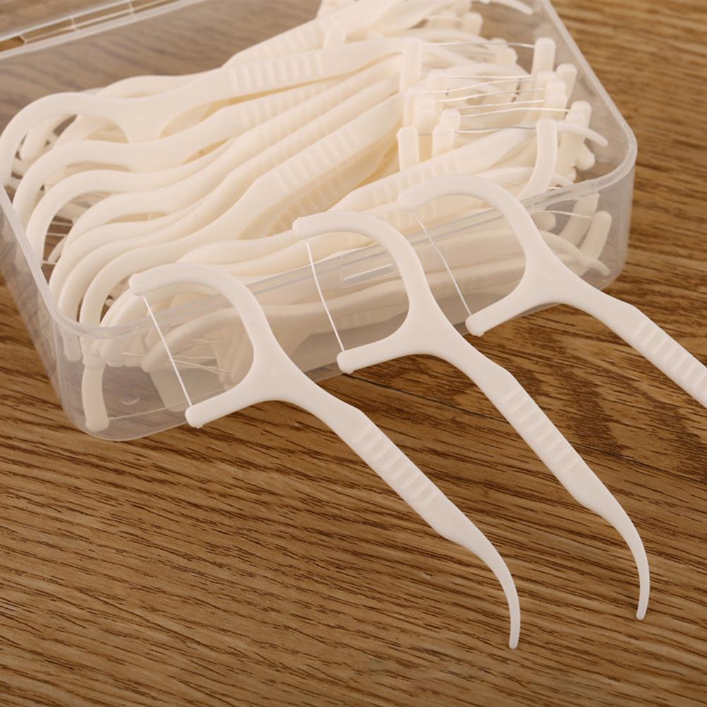50pcs/Box Dental-Flossers,High Tensile Strength Dental Floss Picks,Toothpick,Tooth Cleaner Flosses Sticks,Oral Hygiene Care