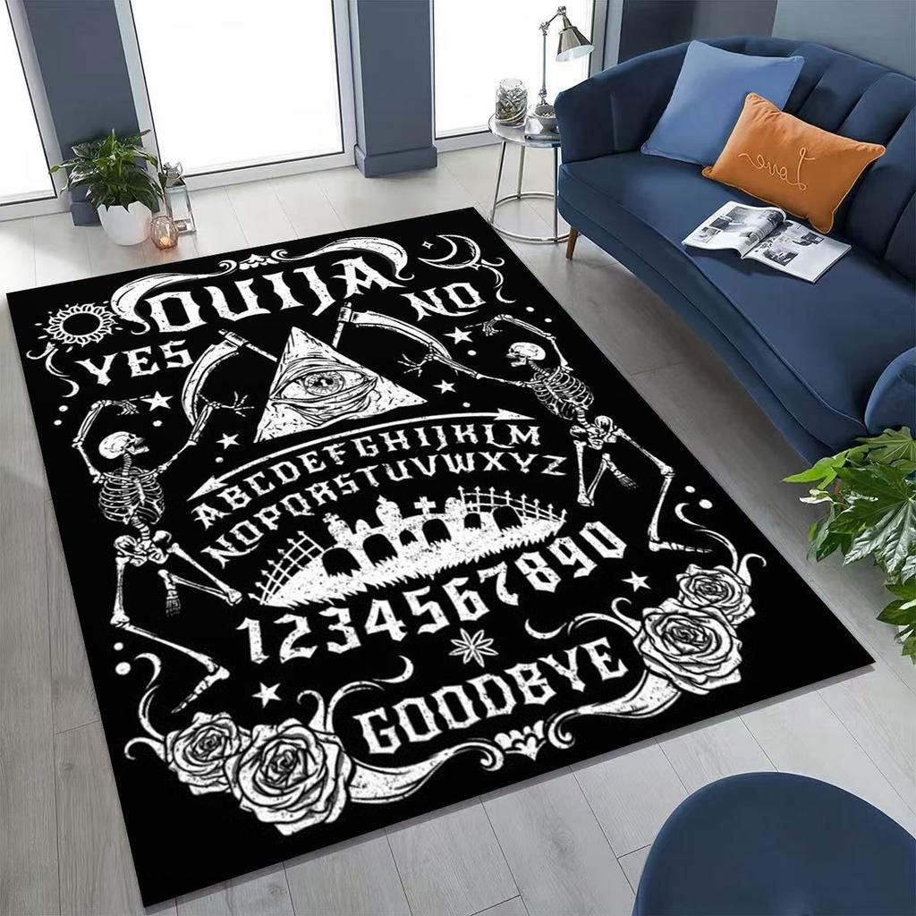 3D Retro Witch Ouija Gothic Spirit Board Rug for Bedroom Living Room Sofa Home Doormat Decor, Large Kids Play Non-slip Floor Mat