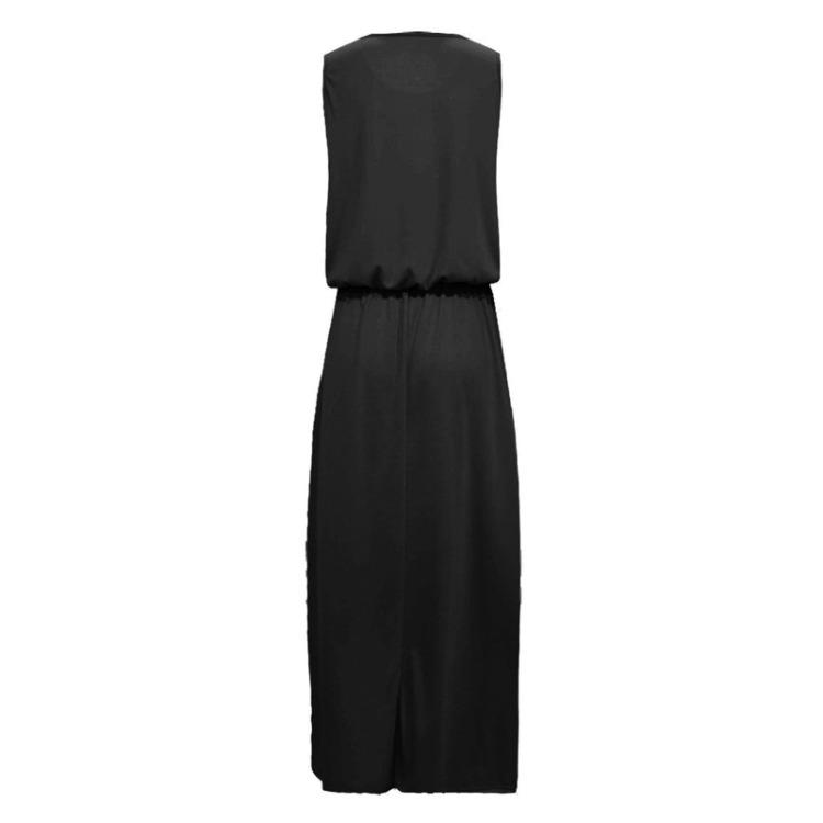 Letní šaty bez rukávů, volného střihu, dámské, ležérní, jednobarevné, dlouhé, na plážovou párty, s kulatým výstřihem