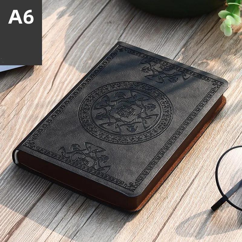 A6 Retro-Stil Taschen-Mini-Notizbuch Stempelverfahren Künstliches PU-Leder Schreibbuch Tragbarer Notizblock Bürobuchhaltung