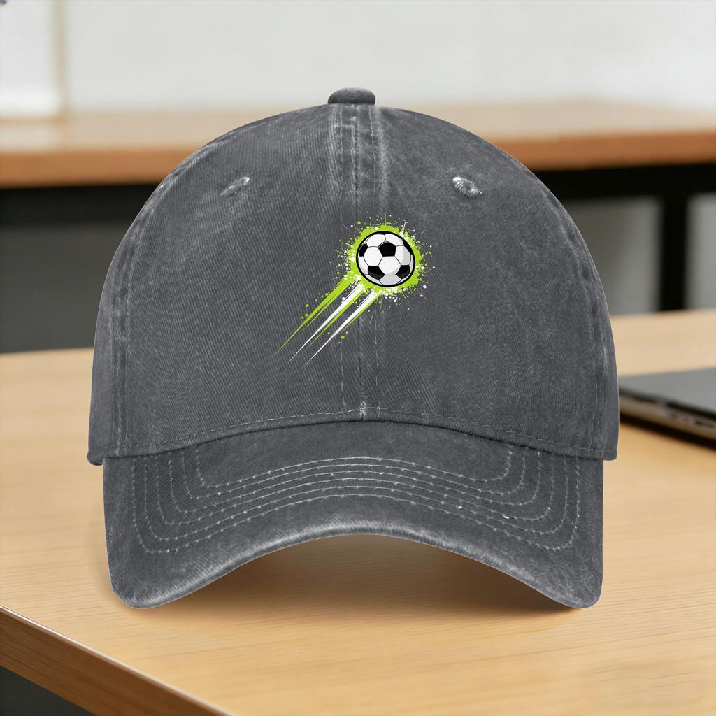 Soccer Ball Splash Graphic Baseball Cap Sun  Outdoor Sports Wholesale Washed Hip Hop Hats Unisex Unisex Custom Logo Baseball Caps