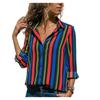 Women's Fashion V-neck Long Sleeve Printed Shirt Casual Elegant Blouse Top