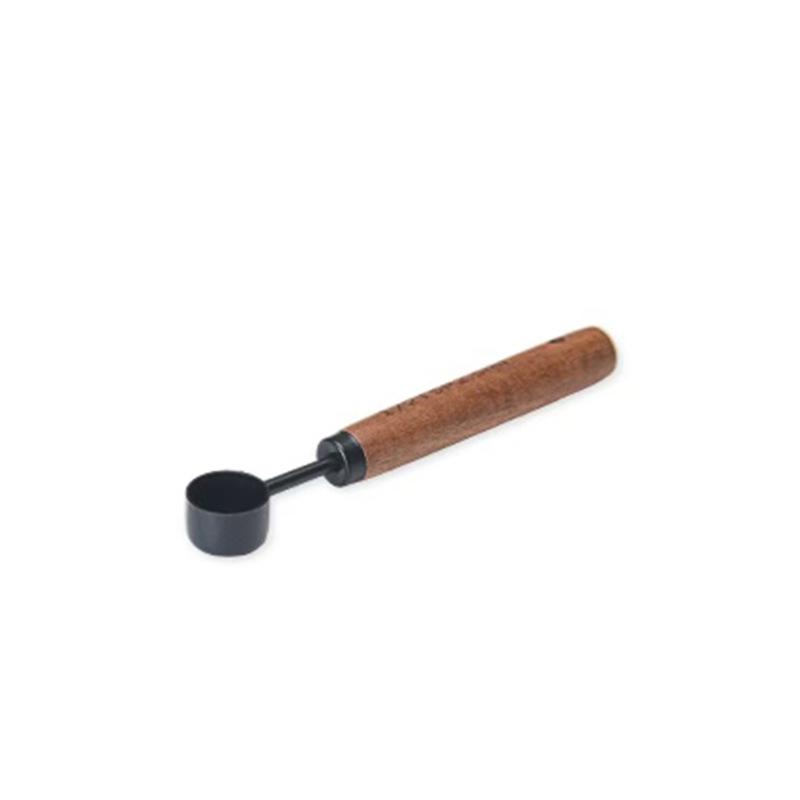 Gold & Black Stainless Steel Measuring Cups and Spoons with Wooden Handles and Scale - Multifunctional Baking & Coffee Spoon Set