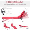 Foldable Outdoor Sun Lounger Adjustable Backrest Reclining Chair with Pillow and Reading Hole Garden Beach, Red