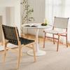 Nordic Wooden Rattan Lightweight Luxury Balcony Chair Rope-Woven Lazy Recliner Stylish Saddle Backrest Seat