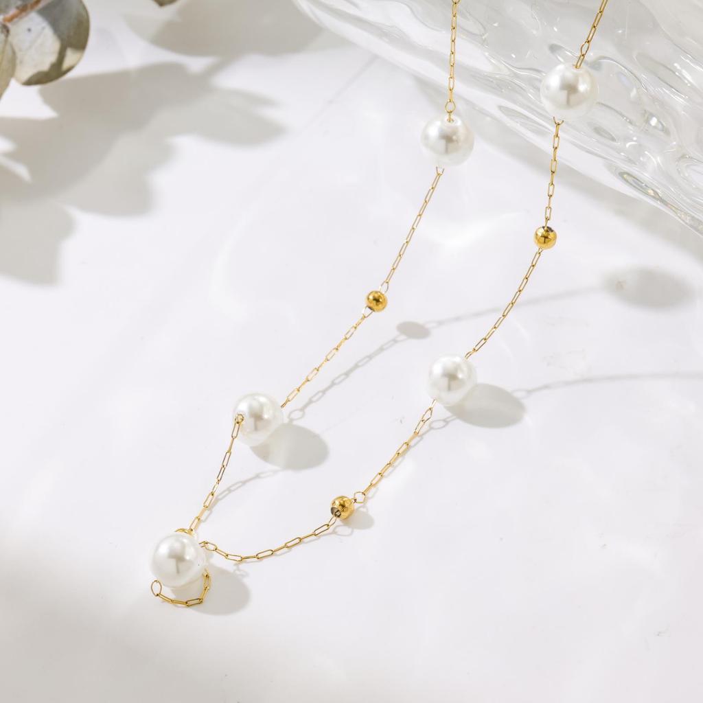 Summer Pearl Gypsy Necklace Titanium Steel Necklace Does Not Fade Temperament Super Immortal Necklace