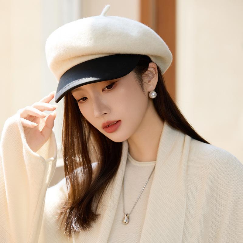 

Осенне-зимняя шляпа женская берет с козырьком элегантная теплая шапка шапка для холодной погоды, для велоспорта, для пешеходов One Size