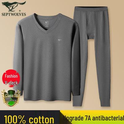 Septwolves Men's Pure Cotton 7A Antibacterial Thermal Underwear Set