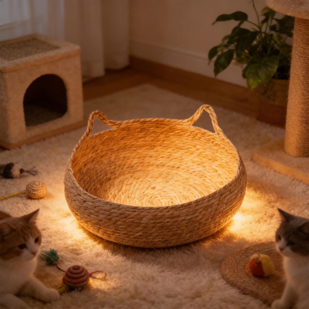 Grass Woven Cats House Soft And Durability Handwoven Cats Sleeps Basket For Indoor Use Providing Warmth