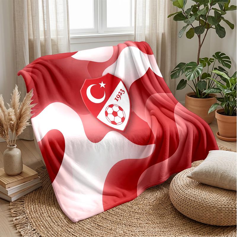 Turkey Football Printed Flannel Blanket Skin Friendly Warm Decorative Throw for Indoor Couch Bed Daily Use
