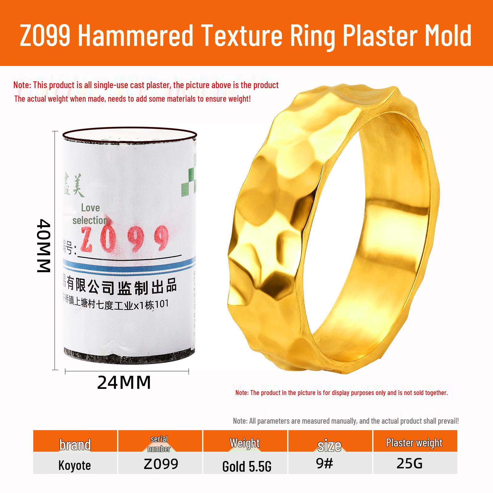 

Hammered Stone Plaster Mold Ring for Men & Women - Gold & Silver Options, Plain Design, Perfect for Couples.