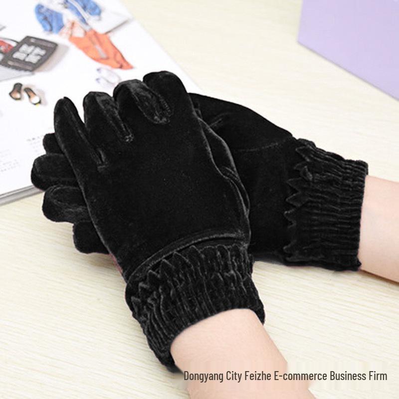 Unisex Gold Velvet Gloves for Autumn/Winter: Sports, Cycling & Driving Warmth