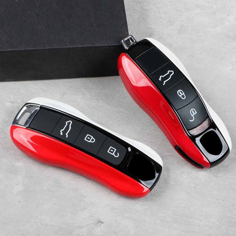 Compatible Key Shell for Porsche Cayenne, Macan, 718, Taycan, 911, Panamera - Red/White Mix