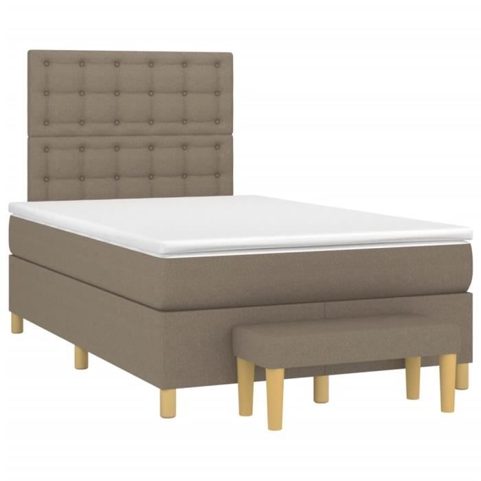 3137465 vidaXL Lit à sommier tapissier avec matelas Taupe 120x200 cm Tissu