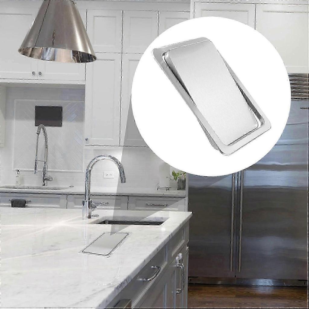 Stainless Steel Garbage Flap Lid Trash Bin Cover Built-in Balance Swing Flap Garbage Lid for Kitche