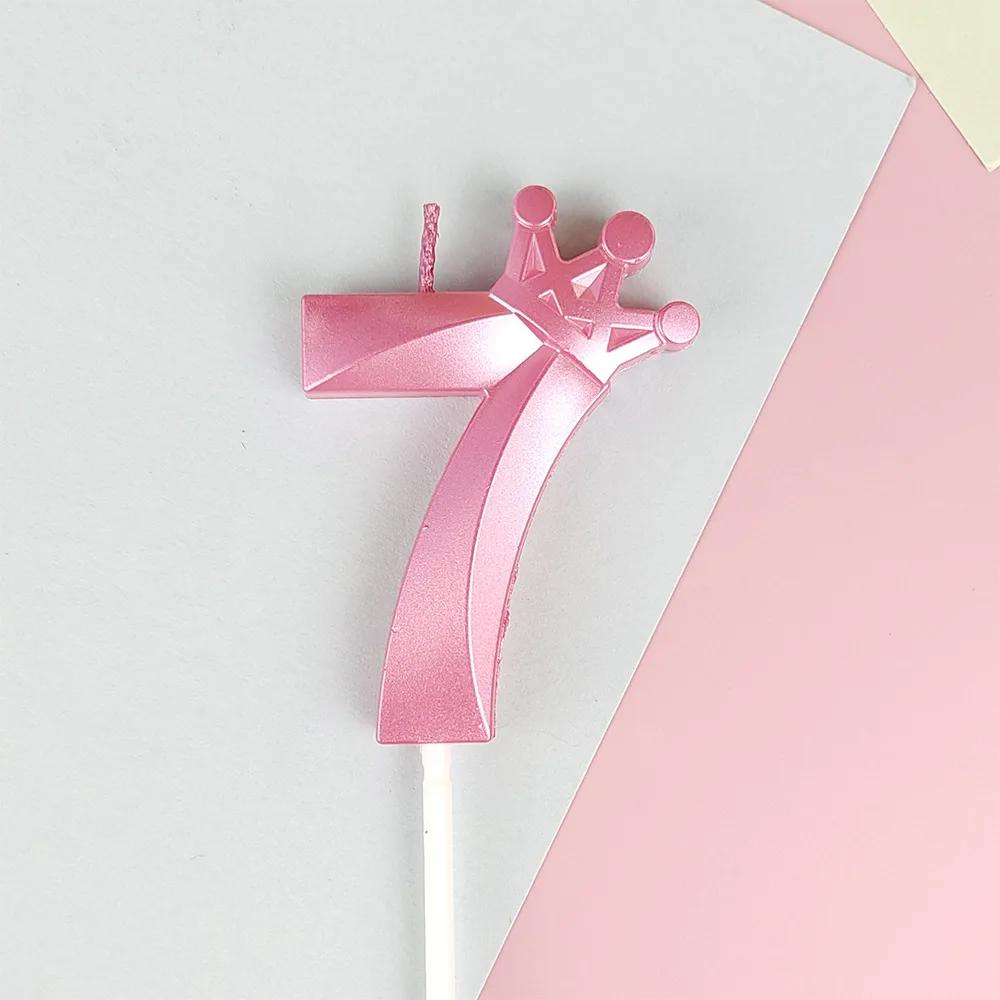 Pink Macaron Candy Color 0-9 Birthday Party Cake Decoration Baking Plug-in Creative Age Digital Candle