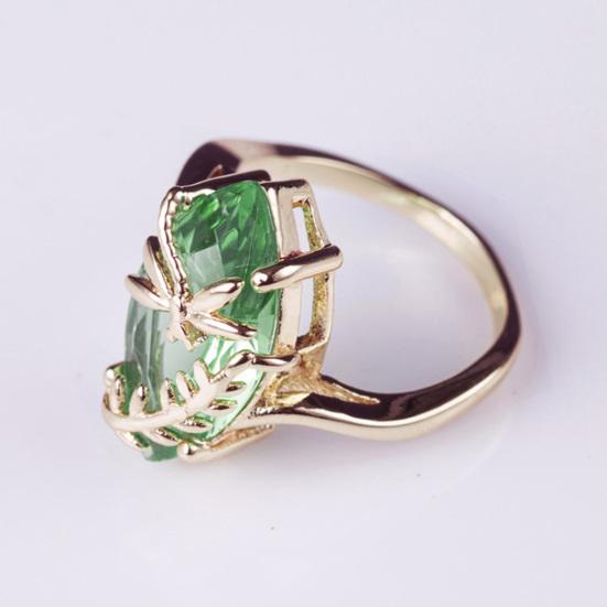 Transparent Rhinestone Ring Gemstone Emerald Faux Decor Dragonfly Ring for Wedding