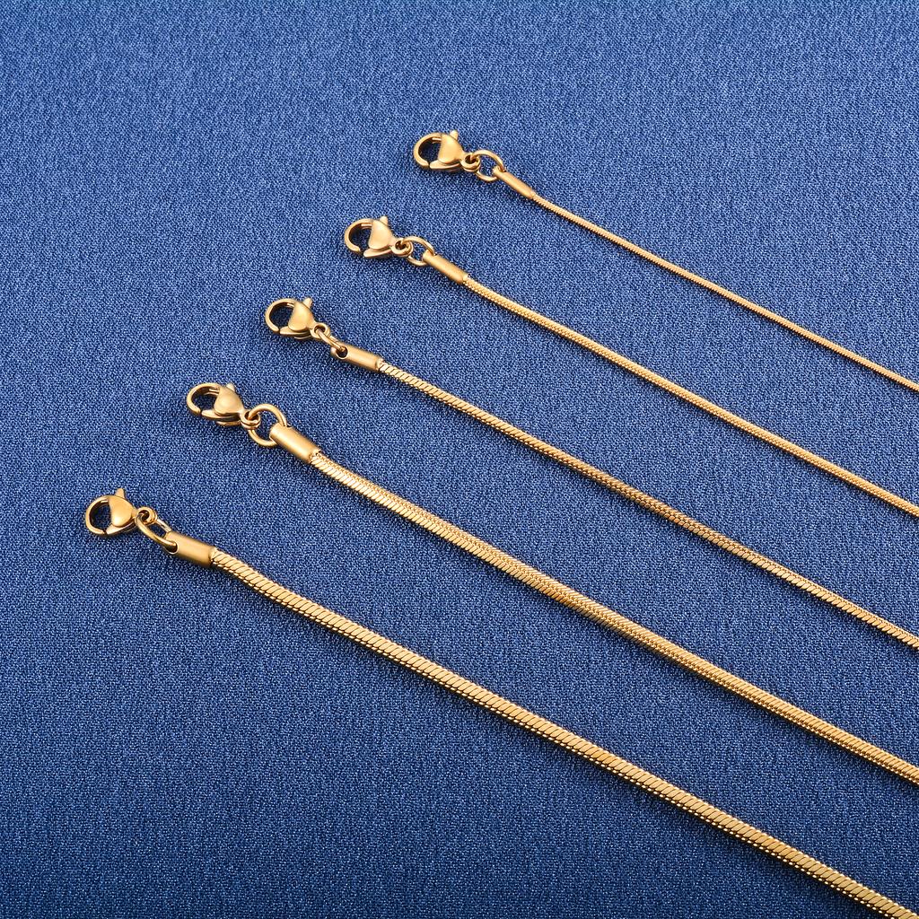 Stainless Steel Square Snake Chain Long Necklace for Women Men Choker On the Neck Collar Gold/Copper Color Jewelry Accessories