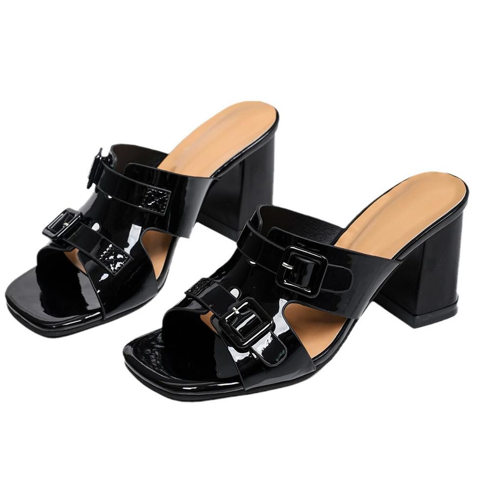 Außenhandel High-Heel-Slipper Sommer neu große Größe Römische Mode dicker Absatz Temperament Trend coole Slipper Damen