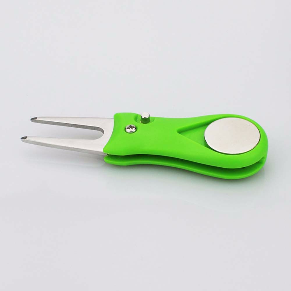 Button Stainless Steel Groove Cleaner Golf Divot Repair Tool Switchblade Pitch Golf Pitchfork