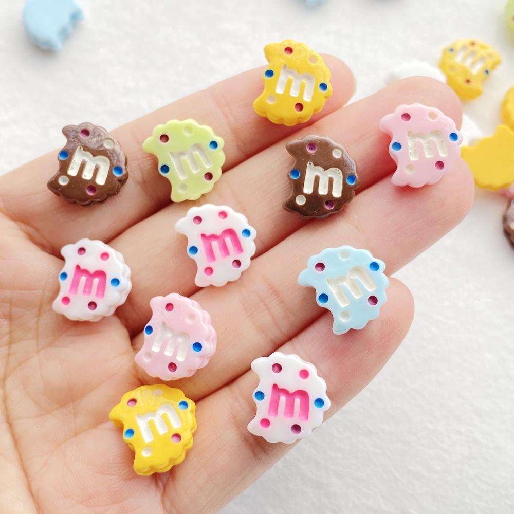 30pcs Colorful Kawaii Cartoon Gap M Bean Flat Bottom Cookie Flat back Resin Scrapbooks Figurines DIY Decor Crafts