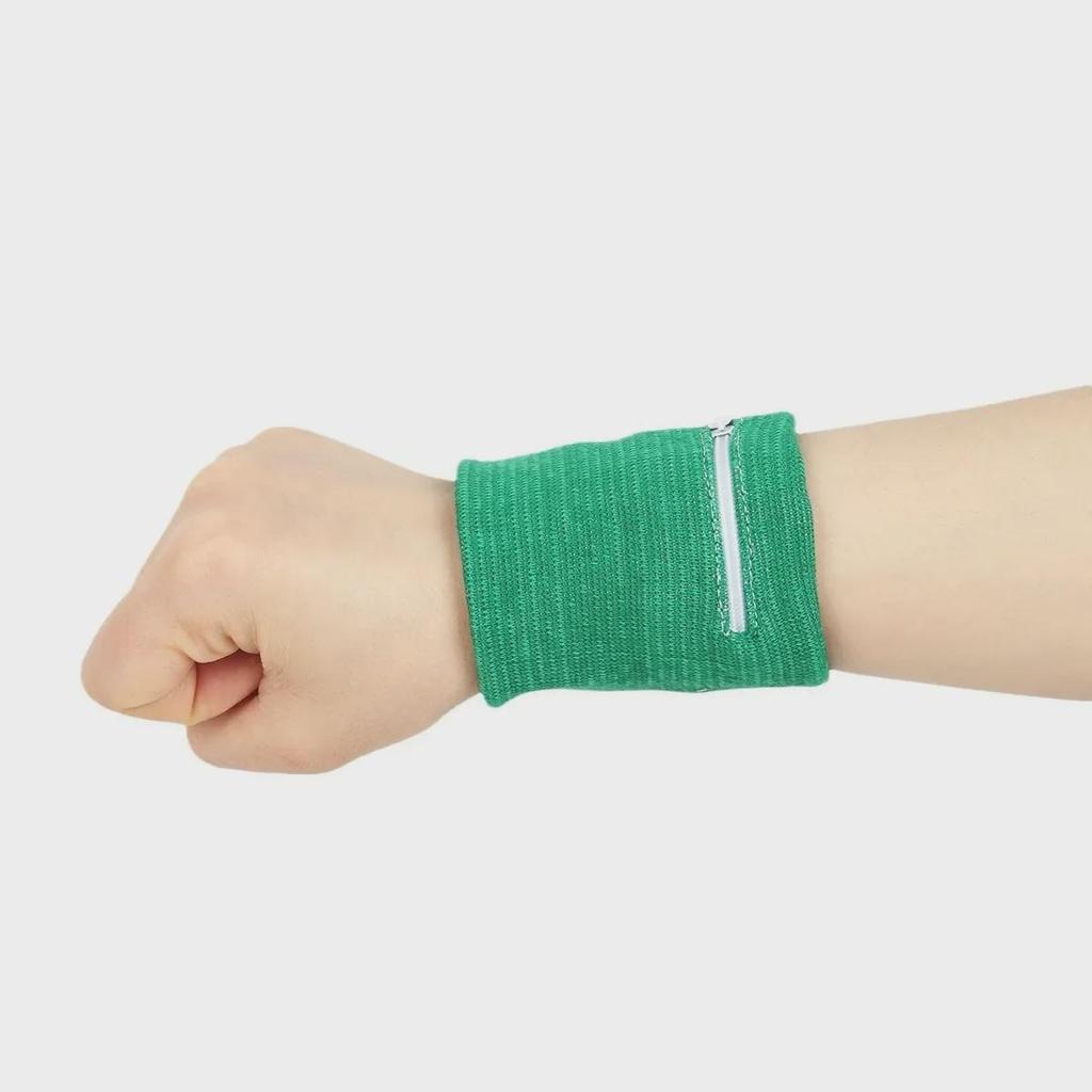Breathable Cotton Sports Wrist Guard with Zipper Pocket for Running & Cycling