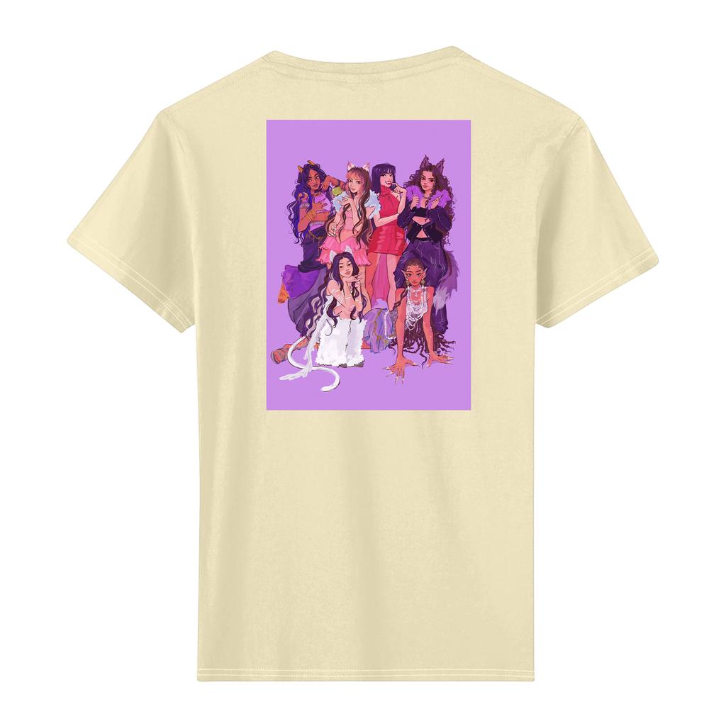 Kvinners avslappet trykket t-skjorte rund hals genser kort ermet topp