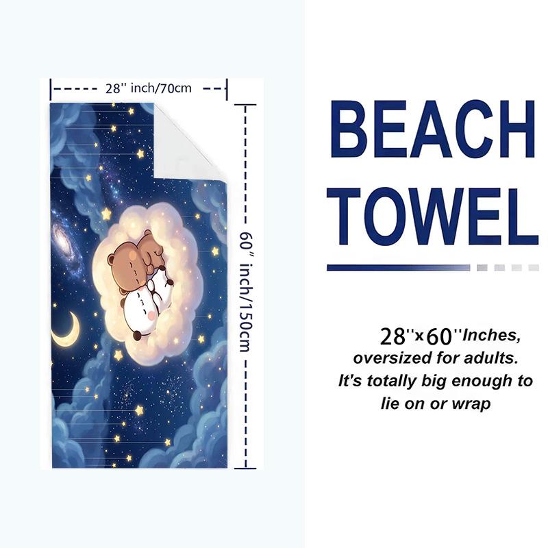 Bubu Dudu Cartoon Print Beach Towel, Large Soft Quick Dry Towel for Beach Camping Swimming