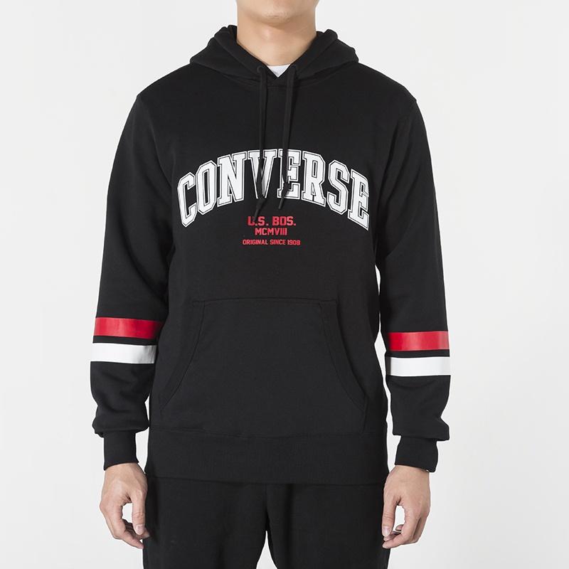 Converse Collegiate Text Pullover Hoodie Asia Sizing 'Black' Men's 10017352-A01
