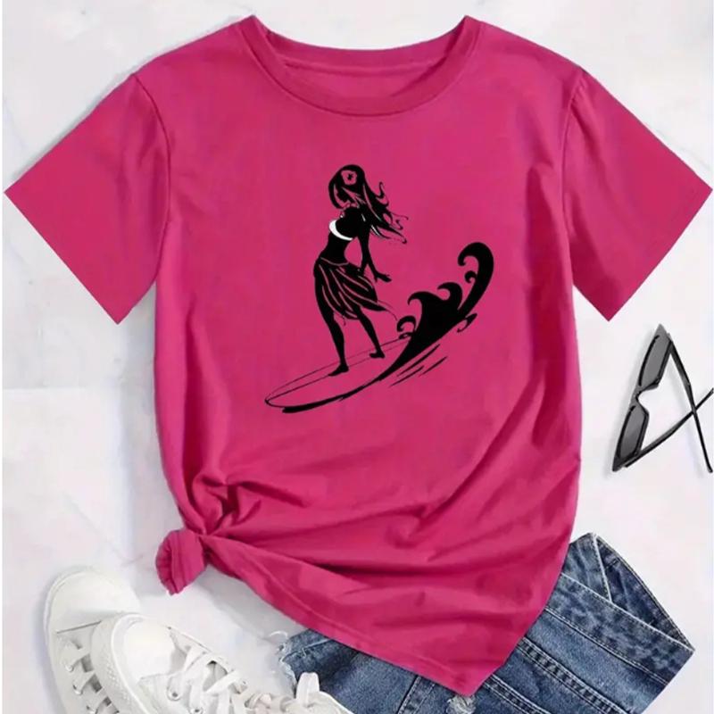 Fashion Women SURFER GIRL Print T Shirt Funny Casual O-neck Short Sleeves T-shirt Summer Female Tee Shirt