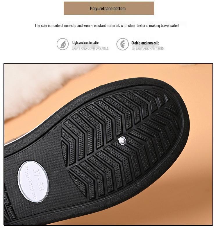 Autumn/Winter Warm Velvet-Lined Snow Boots for Women - Short, Thick-Soled Cotton Footwear for Home