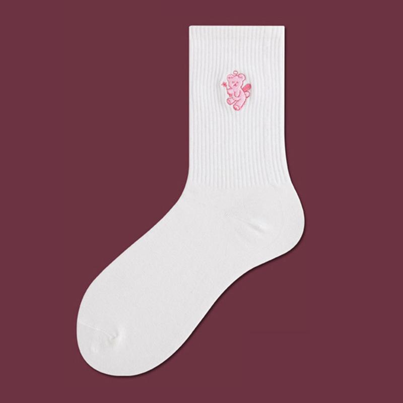 

Хлопковые носки с вышитыми буквами, детские, белые, для улицы, для мужчин и женщин, для пар, средние чулки, спортивные носки, прилив One Size