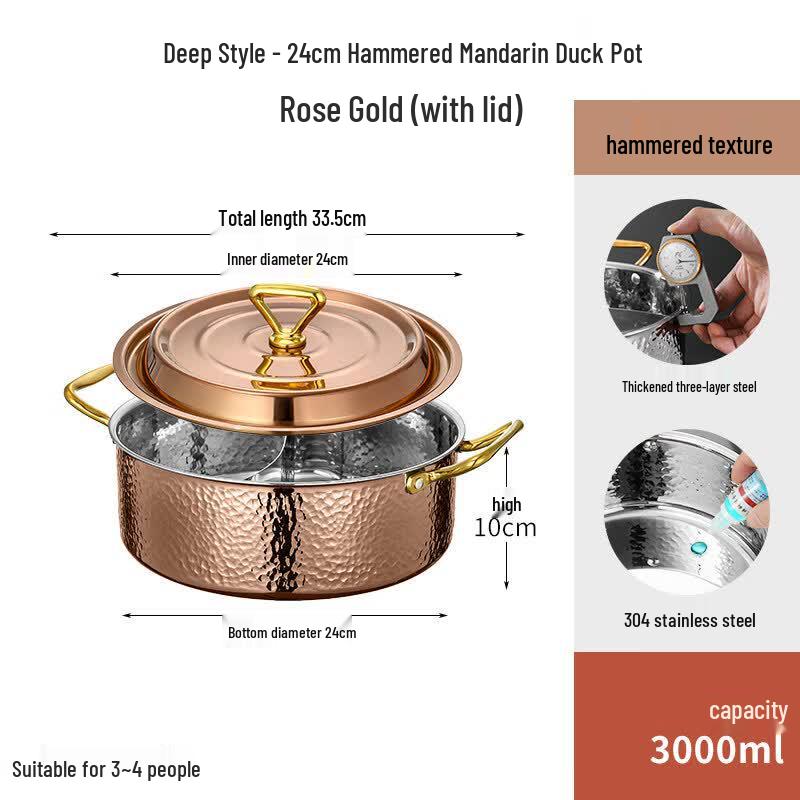 Yingtang Rose Gold Hammered Divided Hotpot
