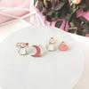 New Fashion Moon Rabbit Pearl Small Stud Earrings for Women Cute Animal Cat Moon Asymmetrical Earring Party Jewelry Gifts