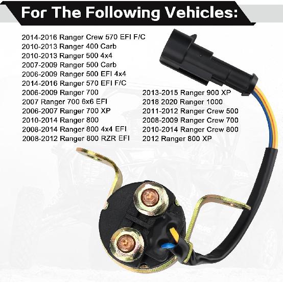 Starter Solenoid Relay For Polaris Ranger 400 500 570 700 800 Sportsman 500 700 800 RZR 4 S XP 570 800 900 Replace 4010947 4012001