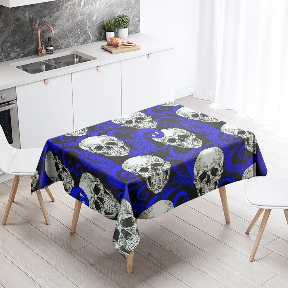 Octopus Skull Colorful Tablecloth Home Decor Stain Resistant Waterproof Table Decoration Rectangular Kitchen Fireplace Tops