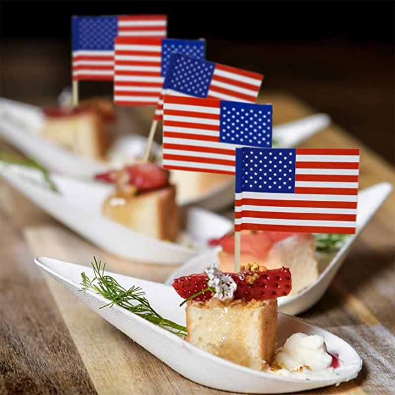 65mm American Flag Wooden Toothpick Picks